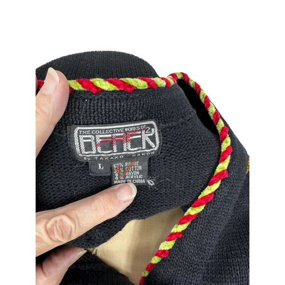 1990s Berek cat sweater with beading and applique' Size L Takako Sakon - Picture 8 of 8